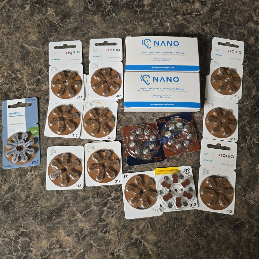 312 size Hearing Aid Batteries Lot (168 batteries altogether)